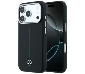 Mercedes Leather Semi Wrap Iconic Line černá / Zadní kryt / MagSafe / pro iPhone 17 Pro