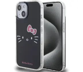 Hello Kitty IML Kitty Face iPhone 15 černá / Zadní kryt / Apple / IML potisk