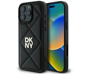 DKNY Quilted Stack Logo černá / Kryt / Apple iPhone 16 Pro