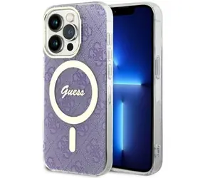 GUESS 4G Kryt pro Apple iPhone 14 Pro fialová / Kryt na mobilní telefon / MagSafe / Hardcase