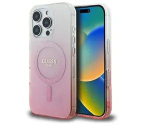 Guess IML Glitter Gradient růžová / Zadní kryt / MagSafe / iPhone 16 Pro