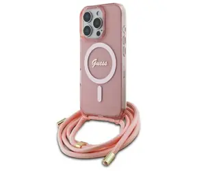 Guess Crossbody Cord Script MagSafe růžová / Zadní kryt / iPhone 16 Pro Max / MagSafe