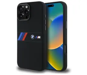 BMW Silicone Middle Stripe MagSafe černá / Zadní kryt / iPhone 16 Pro Max / silikonový