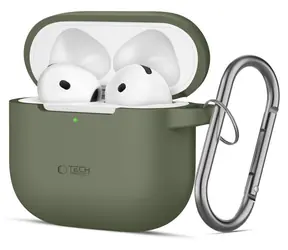 Tech-Protect Silicone Hook Case AirPods 4 zelená / Pouzdro pro sluchátka / silikonové / s poutkem