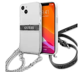 Guess GUHCP13SKC4GBSI transparentní, šedý řemínek / Zadní kryt / pro Apple iPhone 13 mini / Stříbrný řetízek / 4G