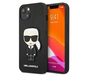 Karl Lagerfeld Saffiano Ikonik Karl's Patch černá / Kryt / pro Apple iPhone 13 mini