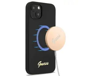 Guess Silicone Script Gold Logo MagSafe iPhone 13 černá / Zadní kryt / MagSafe