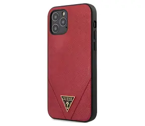 GUESS Saffiano hardcase červená / Zadní kryt / pro Apple iPhone 12 Pro Max