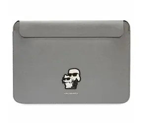 Karl Lagerfeld Saffiano Karl & Choupette stříbrná / Obal na notebook / 14"