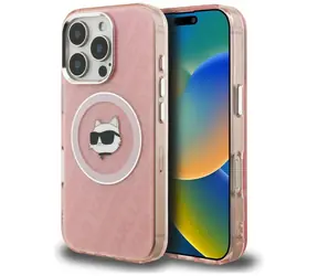 Karl Lagerfeld IML Choupette Head Logo růžová / Pouzdro / MagSafe / Apple iPhone 16 Pro Max