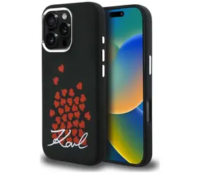 Karl Lagerfeld Silicone Heart Sign Logo černá / Zadní kryt / pro Apple iPhone 16 Pro / MagSafe