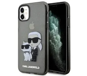 Karl Lagerfeld Glitter Karl and Choupette černá / Zadní kryt / Apple iPhone 11, XR
