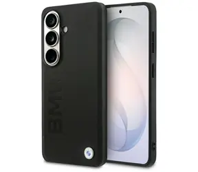 BMW Leather Hot Stamp pro Samsung Galaxy S26 černá / Zadní kryt / Kožený / Ražené logo / Magnetický (MagSafe)