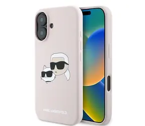 Karl Lagerfeld Silicone Double Heads Print MagSafe růžová / Zadní kryt / Apple iPhone 16 Plus