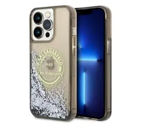 Karl Lagerfeld Liquid Glitter RSG černá / Zadní kryt / iPhone 14 Pro Max / třpytivý vzor