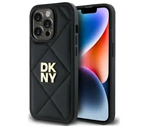 DKNY Quilted Stack Logo iPhone 14 Pro černá / Zadní kryt / Prošívaný design / Logo DKNY