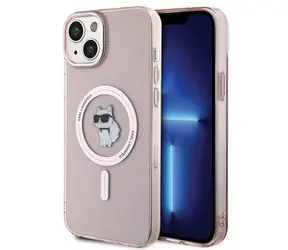 Karl Lagerfeld IML Choupette MagSafe růžová / Zadní kryt pro Apple iPhone 15 Plus / MagSafe
