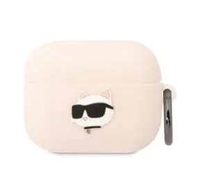 Karl Lagerfeld Choupette Head 3D růžová / Pouzdro / Apple AirPods Pro / silikonové