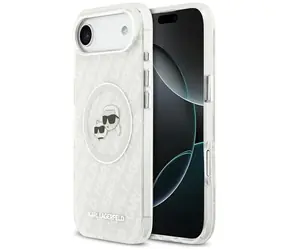 Karl Lagerfeld IML Glitter K&CH Heads Logo šedá / Zadní kryt pro iPhone Air / MagSafe