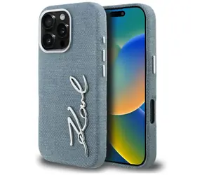 Karl Lagerfeld FW Jeans Signature Logo modrá / Zadní kryt / pro Apple iPhone 16 Pro / džínovina