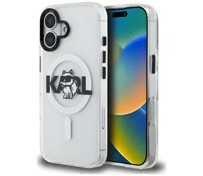 Karl Lagerfeld Choupette Sketch Logo čirá / Kryt / MagSafe / IML / iPhone 16