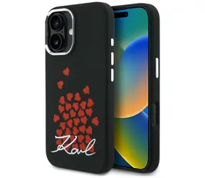 Karl Lagerfeld Silicone Heart Sign Logo MagSafe černá / Zadní kryt / pro Apple iPhone 16 / MagSafe