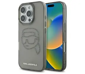 Karl Lagerfeld KLHCP16XHKHDCELK černá / Zadní kryt / IML Rhinestones Karl Head / iPhone 16 Pro Max