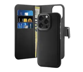 Puro Wallet 2v1 MagSafe černá / Pouzdro / Peněženka / iPhone 16 Pro