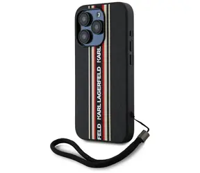 Karl Lagerfeld Saffiano Athleisure Stripes Cord červená / Zadní kryt / Apple iPhone 15 Pro Max