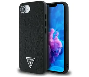 Guess PU Grained Triangle Logo MagSafe černá / Zadní kryt / iPhone 16e