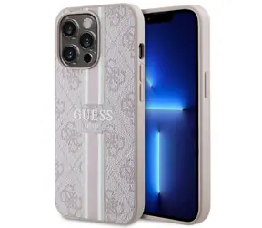 Guess GUHMP13LP4RPSP růžová / Zadní kryt / Apple iPhone 13 Pro, 13 / 4G Printed Stripes / MagSafe