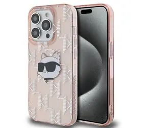 Karl Lagerfeld Choupette Head Monogram Apple iPhone 14 Pro růžová / Kryt