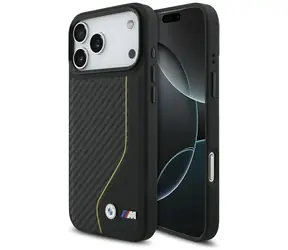 BMW Zadní kryt Carbon Line & Logo MagSafe pro iPhone 17 Pro Max žlutá / Zadní kryt / Karbonový vzor / MagSafe