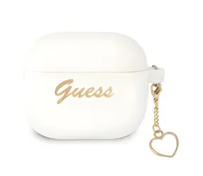 Guess Charm Heart bílá / Pouzdro / AirPods 3 / Silikonové