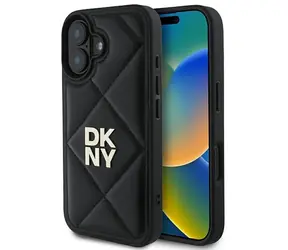 DKNY Quilted Stack Logo iPhone 16 černá / Pouzdro