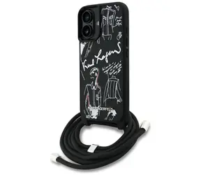 Karl Lagerfeld Crossbody Grained Pattern & Logo černá / Zadní kryt / iPhone 16