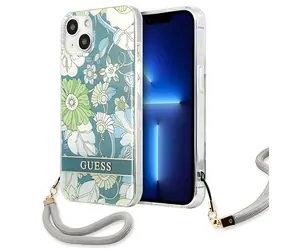 Guess Flower Strap zelená / Zadní kryt / pro Apple iPhone 13 mini
