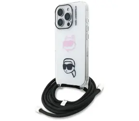 Karl Lagerfeld IML Crossbody Karl&Choupette Head bílá / Zadní kryt pro Apple iPhone 16 Pro Max