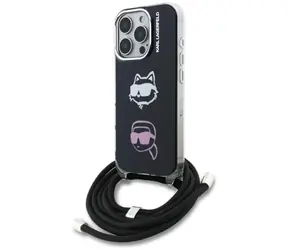 Karl Lagerfeld IML Crossbody Karl&Choupette Head černá / Zadní kryt pro Apple iPhone 16 Pro Max