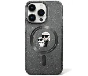 Karl Lagerfeld Karl and Choupette Glitter černá / Zadní kryt / Apple iPhone 11 a XR / MagSafe / Hardcase