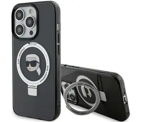 Karl Lagerfeld Ringstand Karl Head MagSafe černá / Zadní kryt / pro iPhone 15 Pro Max