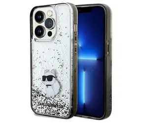Karl Lagerfeld Liquid Glitter Choupette transparentní / Zadní kryt pro iPhone 14 Pro Max