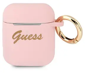 Guess Vintage Script pouzdro pro Apple AirPods růžová / Pouzdro / Silikon