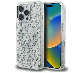 Karl Lagerfeld IML Karl Script Pattern MagSafe bílá / Zadní kryt pro Apple iPhone 16 Pro Max / MagSafe
