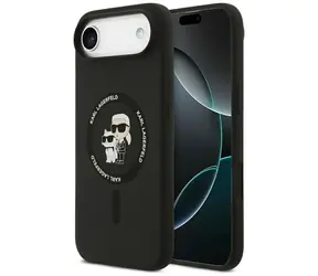 Karl Lagerfeld Liquid Silicone Karl&Choupette iPhone 17 Air černá / Kryt / MagSafe / Kroužek na prst