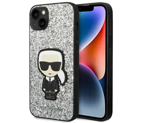 Karl Lagerfeld Glitter Flakes Ikonik pro iPhone 14 Plus stříbrná / Kryt