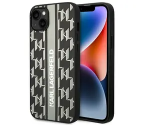 Karl Lagerfeld Monogram Stripe šedá / Zadní kryt / iPhone 14 Plus
