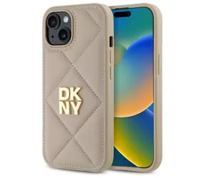 DKNY Quilted Stack Logo Zadní kryt iPhone 15 béžová / Zadní kryt / Apple iPhone 15
