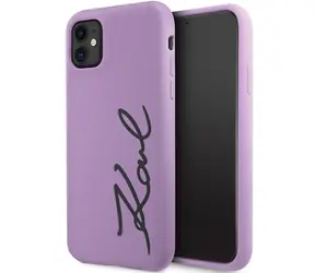 Karl Lagerfeld KLHCN61SKSVGU fialová / Silikonový kryt / Signature / iPhone 11, iPhone XR