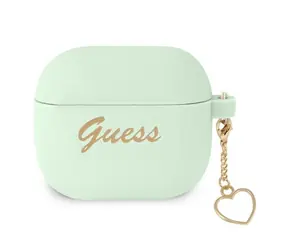 Guess Charm Heart zelená / Pouzdro / AirPods 3 / Silikonové